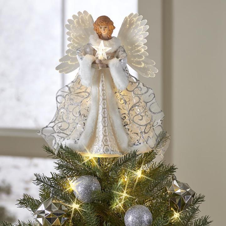 Mr. Christmas -animoitu enkelilatvakoriste — hohtavat siivet