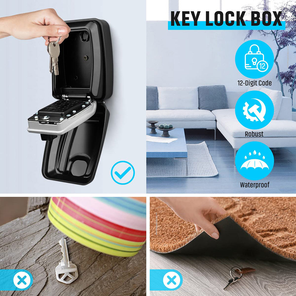 Wall-Mounted Outdoor Key Safe Box — Waterproof Key Cabinet