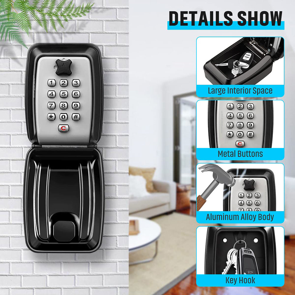 Wall-Mounted Outdoor Key Safe Box — Waterproof Key Cabinet