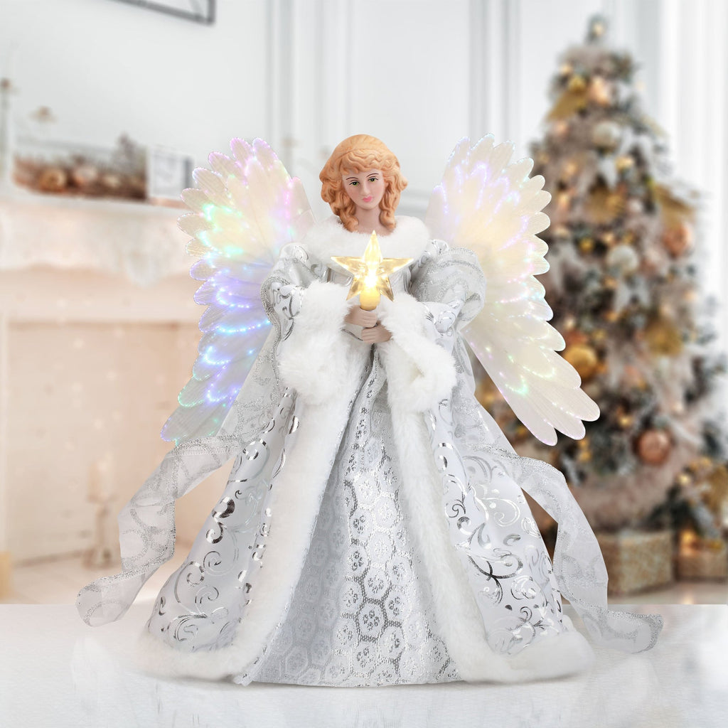 Mr. Christmas -animoitu enkelilatvakoriste — hohtavat siivet
