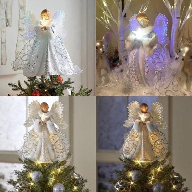 Mr. Christmas -animoitu enkelilatvakoriste — hohtavat siivet