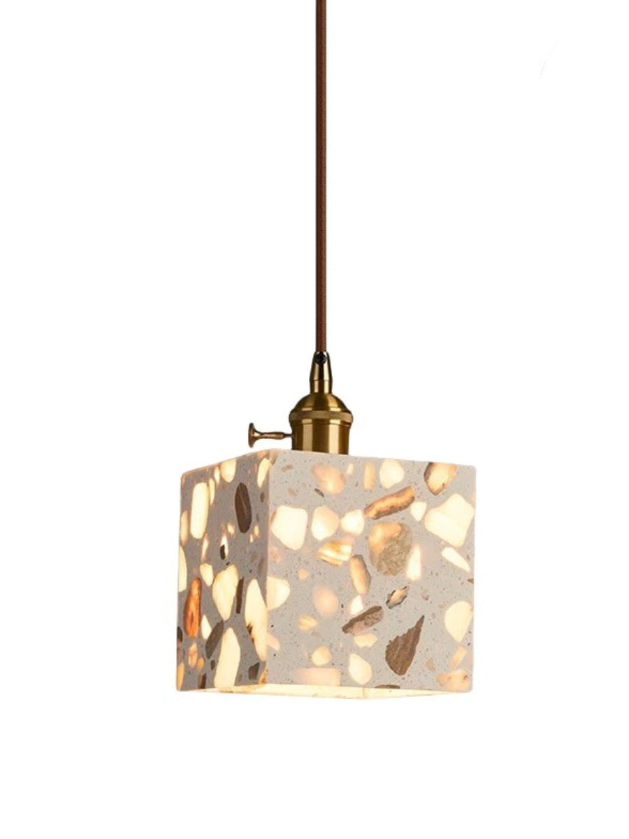 Wabi-sabi Style Water-polished Translucent Stone Retro Pendant Lamp | Souliia