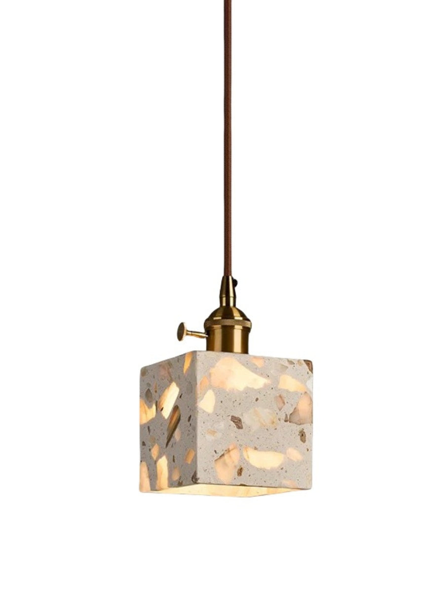 Wabi-sabi Style Water-polished Translucent Stone Retro Pendant Lamp | Souliia