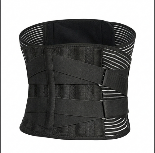 Back Support Brace — Contoured Steel Plates, 360-Degree Wrap Double Pull Tension Straps