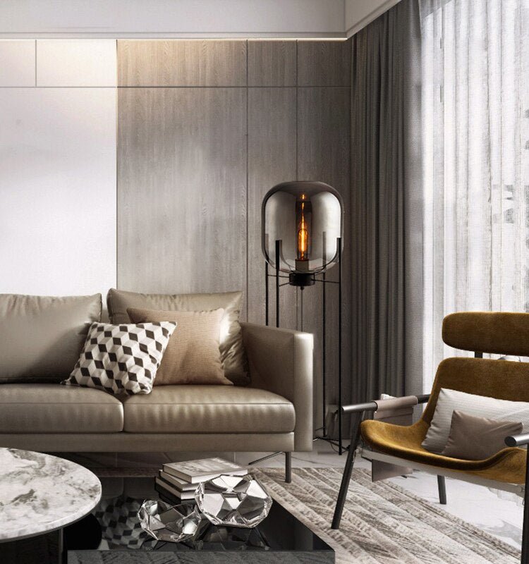 Lyra Nordic Glass Floor Lamp — Minimalist Silhouette, Contemporary Design