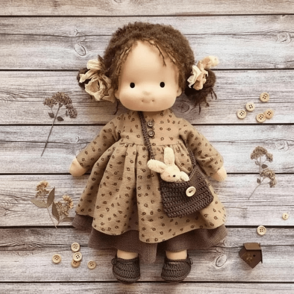 Waldolly Waldorf Cotton Doll — Handmade Craftsmanship, Rounded Silhouette, Soft Tactile Surface