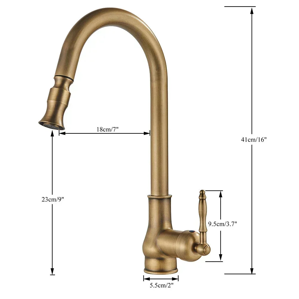 VintageTap Antique Brass Kitchen Tap – Retro Style Mixer Faucet with Swivel Spout