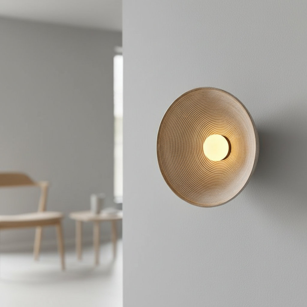 Luma Wall Lamp — Japanese-Inspired Minimalist Design, Rounded Soft Light Diffusion
