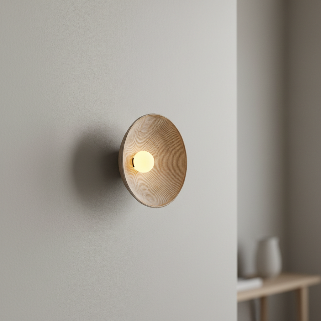 Luma Wall Lamp — Japanese-Inspired Minimalist Design, Rounded Soft Light Diffusion