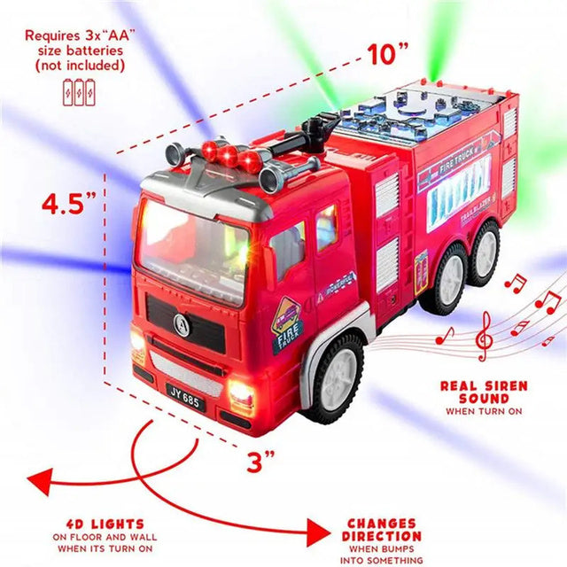 Spielzeug-Feuerwehrauto mit Elektromotor für Kinder — Licht- und Sirenengeräusche