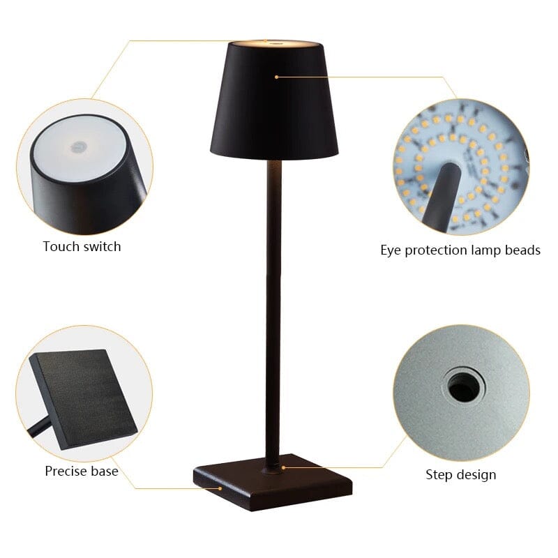HaloLux Cordless LED Table Lamp – Dimmable Touch Controls, Rechargeable