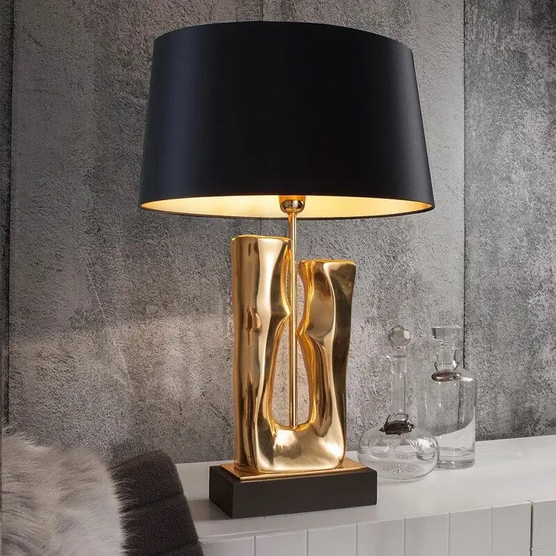Aura Trunk Table Lamp — Slender Silhouette, Gold Trim & Marble Accent