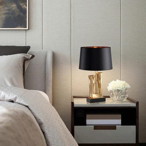 Aura Trunk Table Lamp — Slender Silhouette, Gold Trim & Marble Accent
