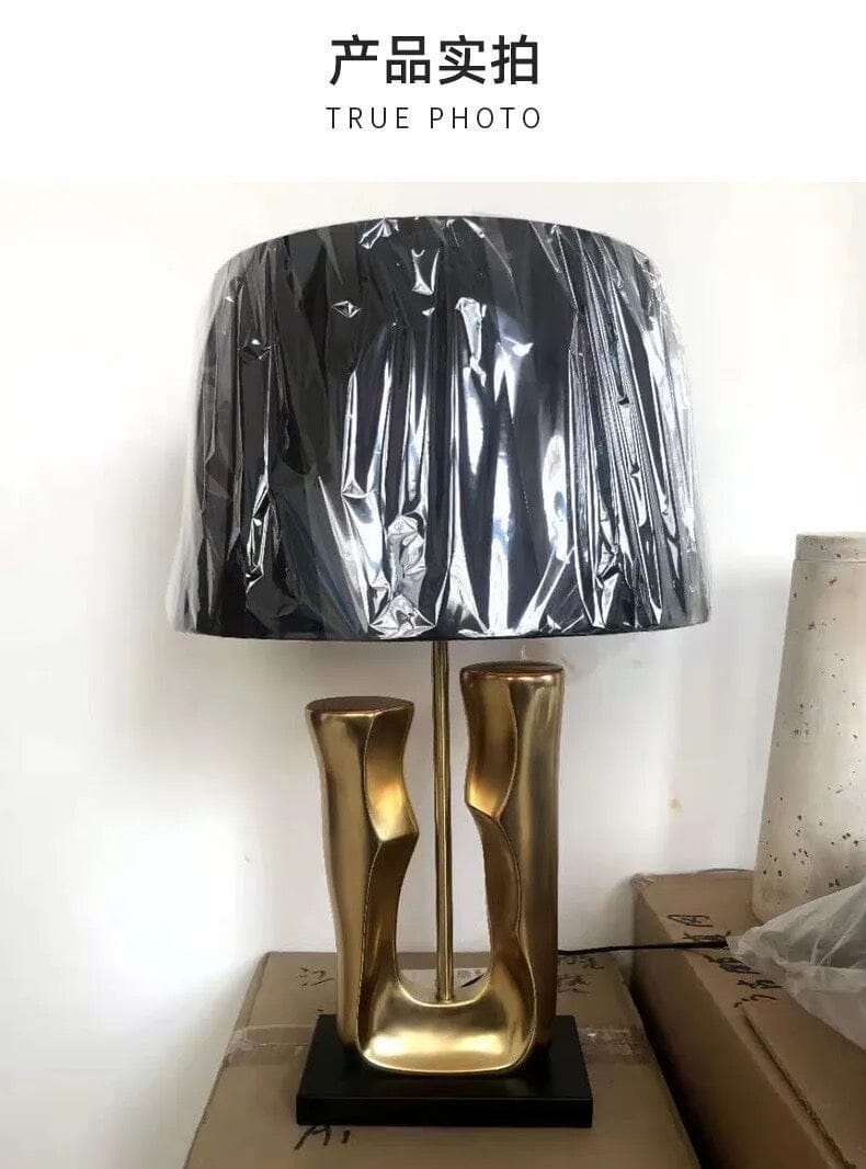 Aura Trunk Table Lamp — Slender Silhouette, Gold Trim & Marble Accent
