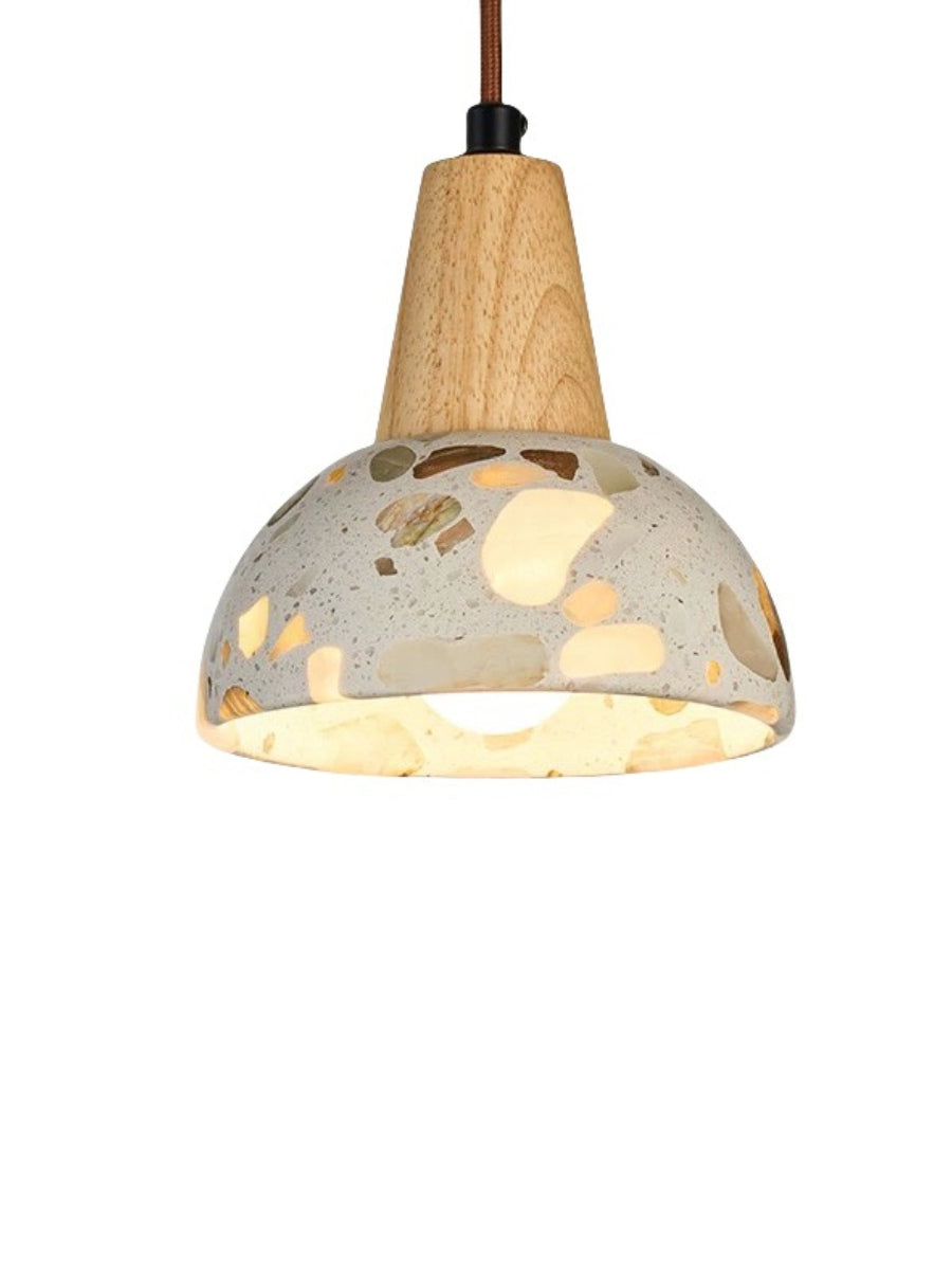 Wabi-sabi Style Water-polished Translucent Stone Retro Pendant Lamp | Souliia