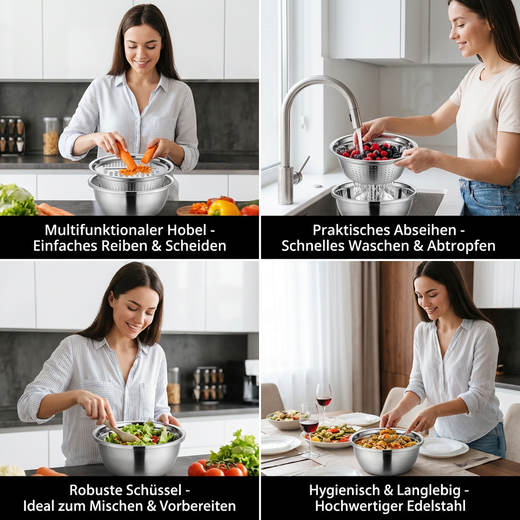 Vegetable Slicer Set with Grater, Strainer, and Mixing Bowl - Souliia