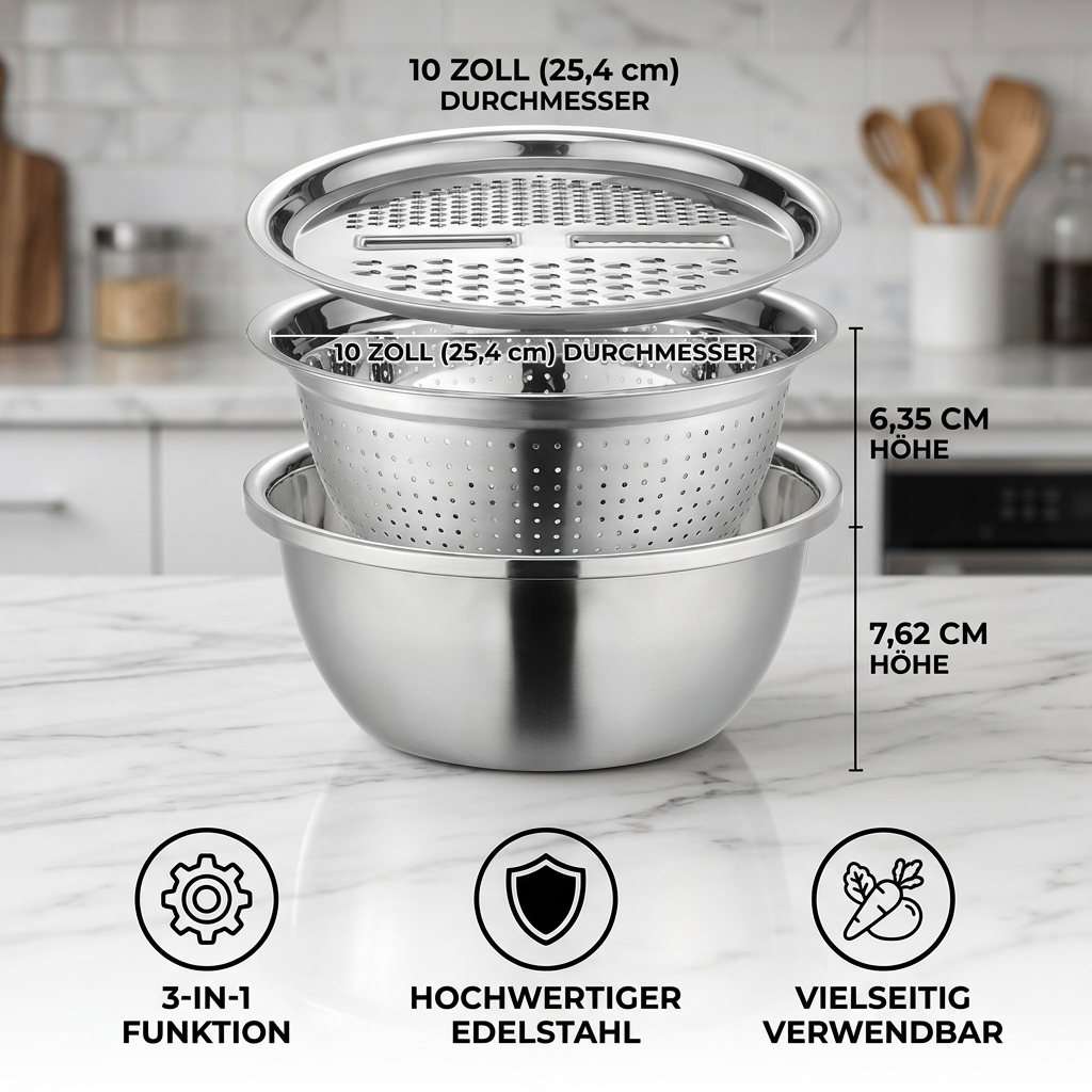 Vegetable Slicer Set with Grater, Strainer, and Mixing Bowl - Souliia