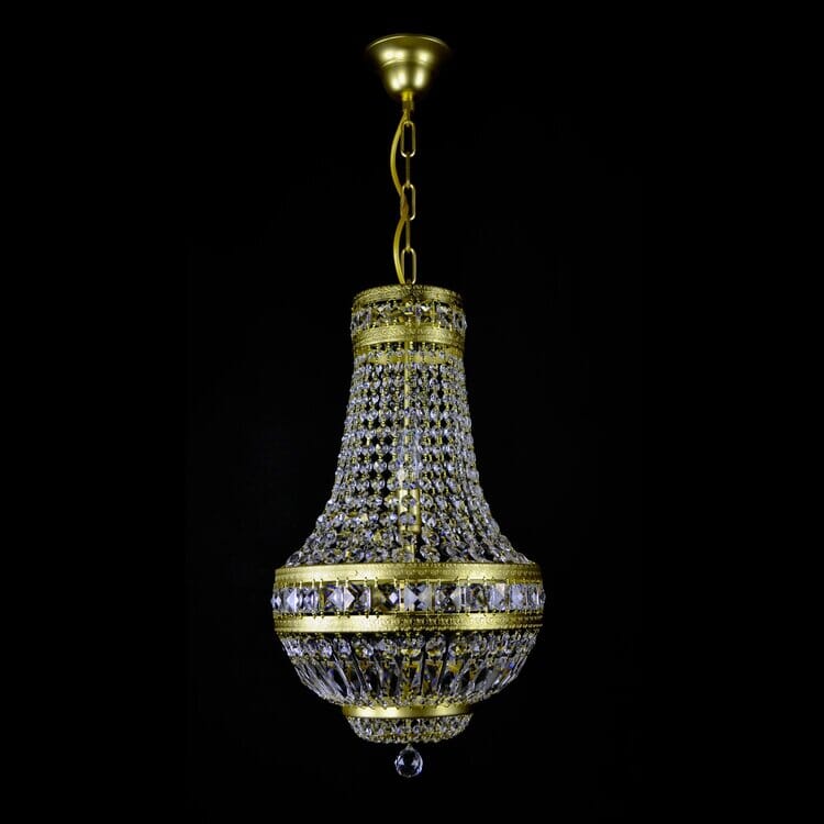 Brushed Brass Finish Orion Crystal Chandelier