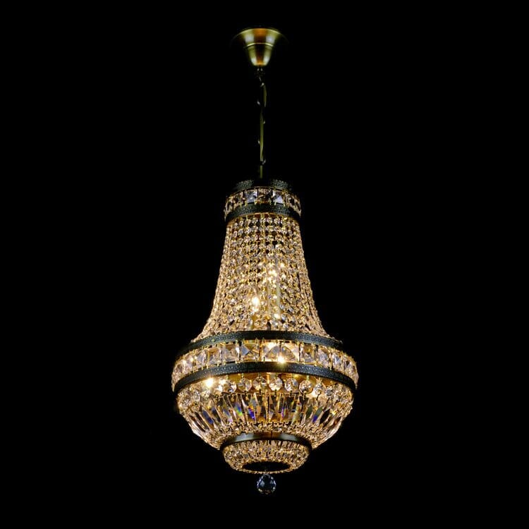 Brushed Brass Finish Orion Crystal Chandelier