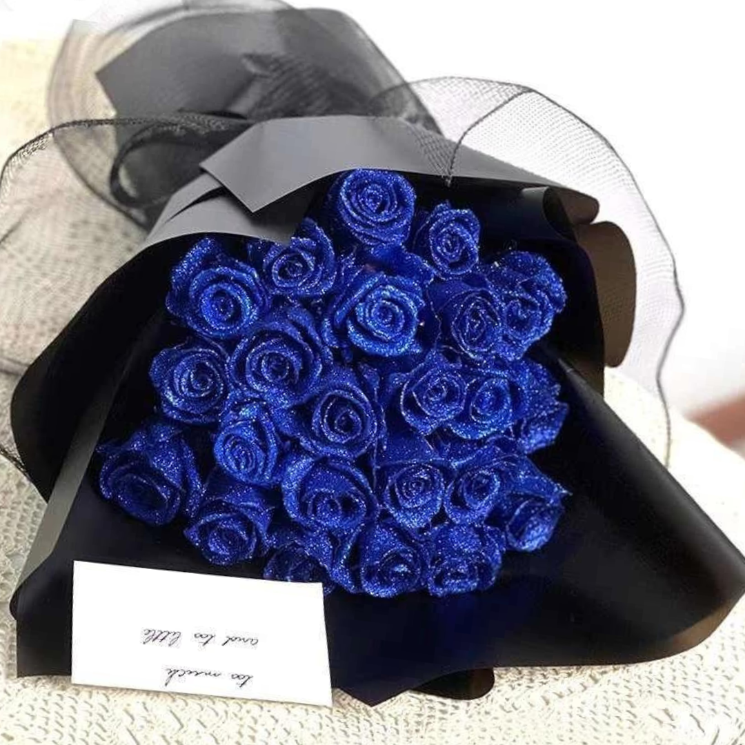 Rosas con purpurina — ramo de regalo brillante y duradero
