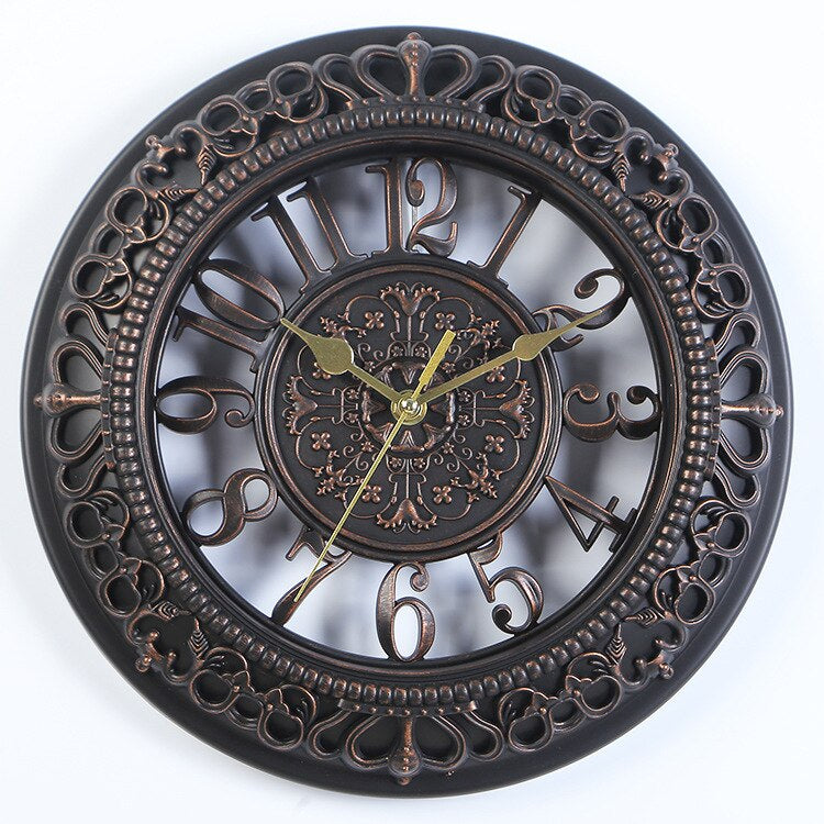 Relógio de parede de elegância antiga — 30.5 cm, preto, cobre, dourado e creme