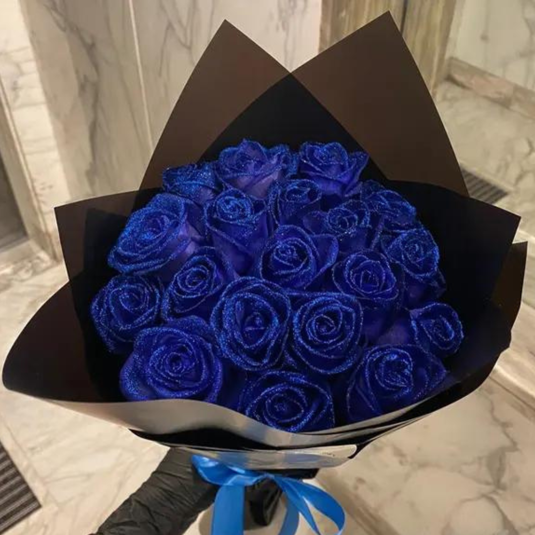 Rosas con purpurina — ramo de regalo brillante y duradero