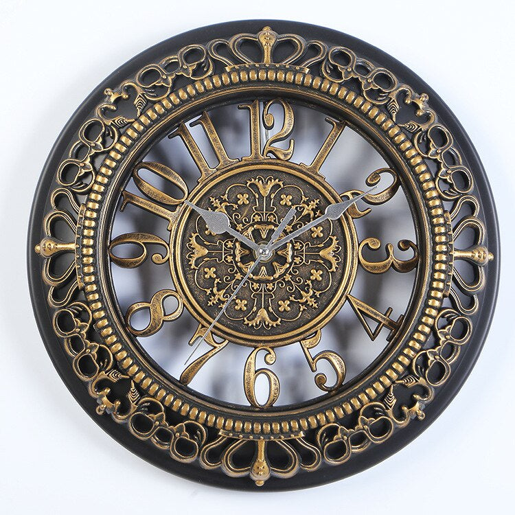 Relógio de parede de elegância antiga — 30.5 cm, preto, cobre, dourado e creme