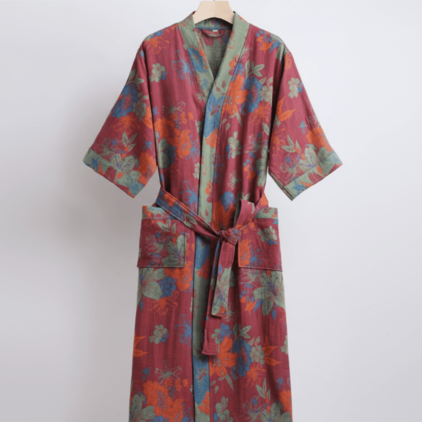 Kimoline Organic Cotton Double Gauze Kimono Bathrobe — Relaxed Fit, Breathable Fabric