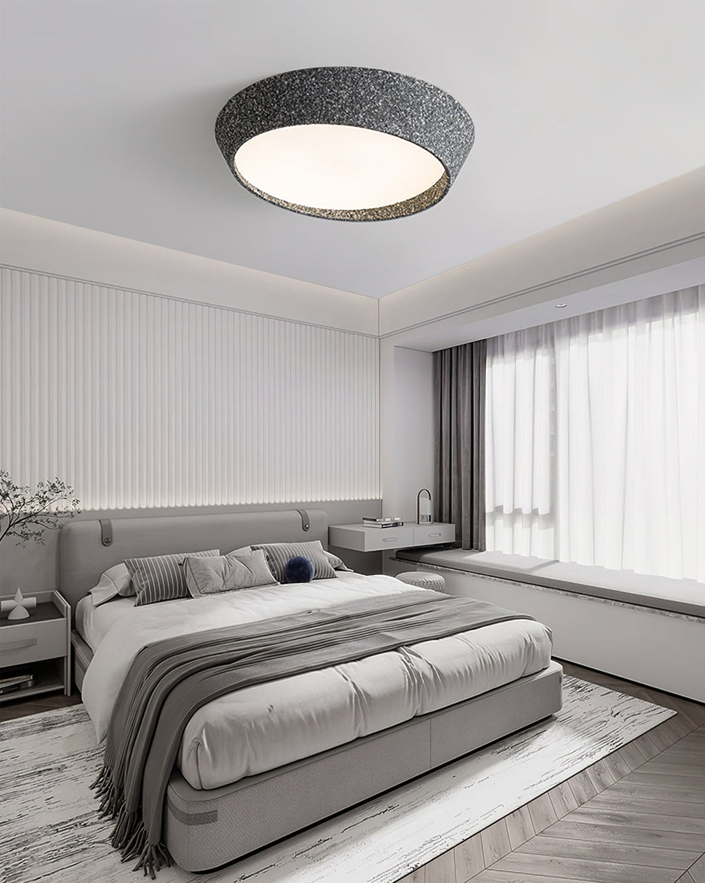 NovaLume LED Ceiling Light Fixture — Hand Molded Shade, Warm Glow