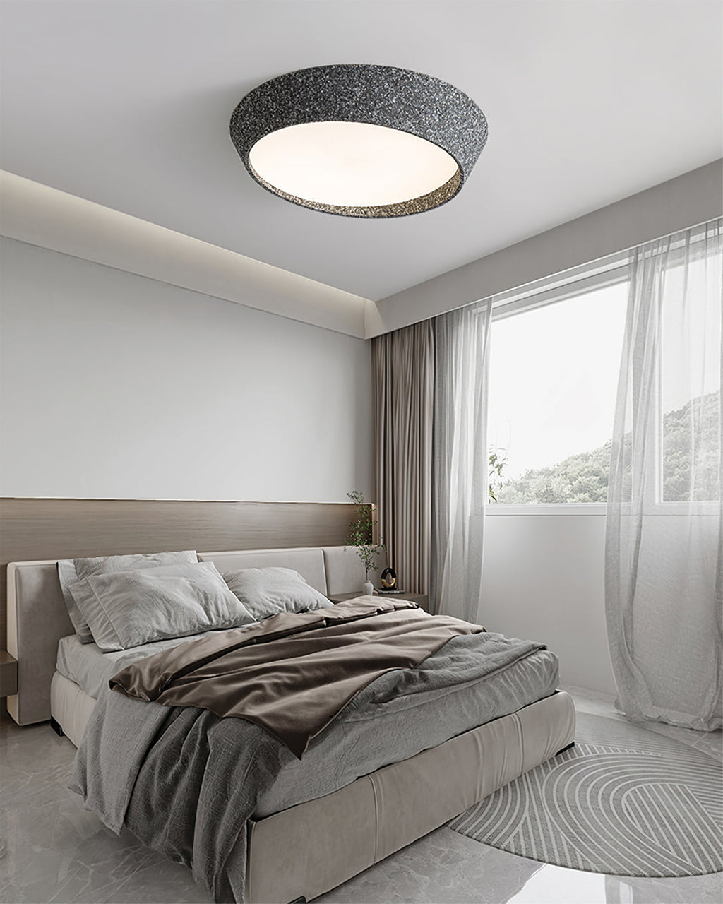 NovaLume LED Ceiling Light Fixture — Hand Molded Shade, Warm Glow