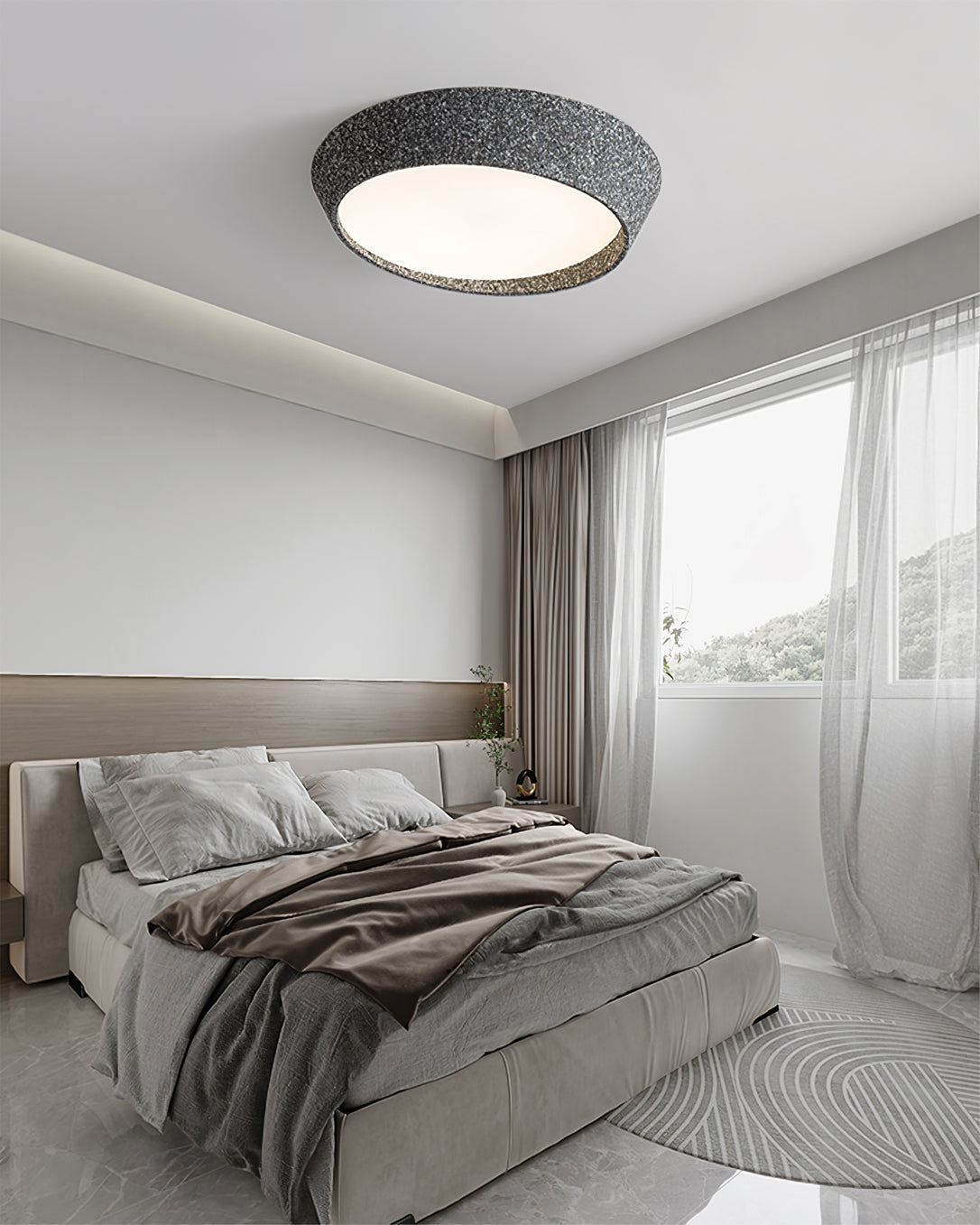 NovaLume LED Ceiling Light Fixture — Hand Molded Shade, Warm Glow