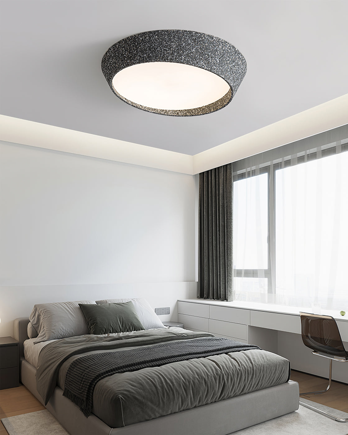 NovaLume LED Ceiling Light Fixture — Hand Molded Shade, Warm Glow