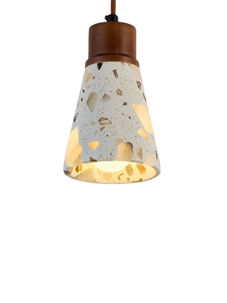 Wabi-sabi Style Water-polished Translucent Stone Retro Pendant Lamp | Souliia