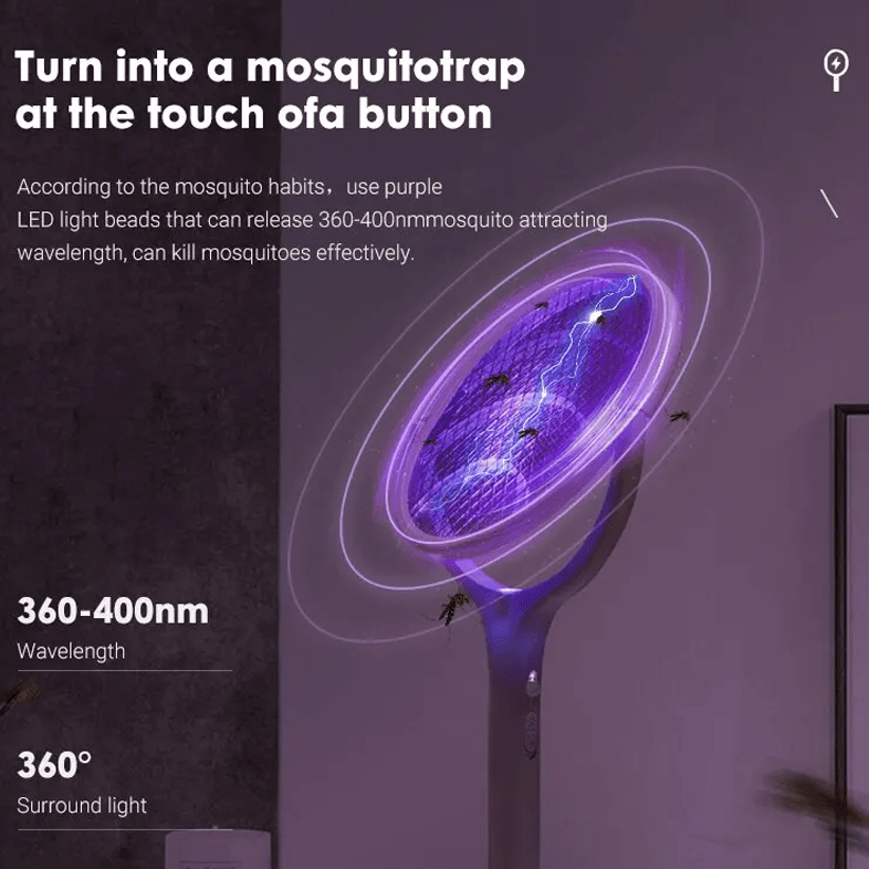 Eliminador elétrico de mosquitos — cabeça rotativa a 90°, sem produtos químicos