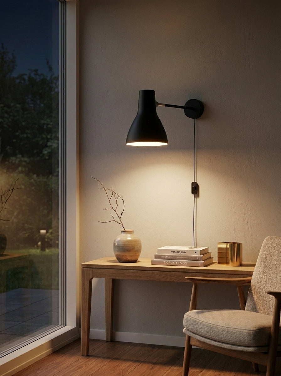 Modryx matte Metallwandleuchte mit verstellbarem Arm – Moderne minimalistische Wandleuchte für eine Akzentwand im Wohnzimmer | Souliia
