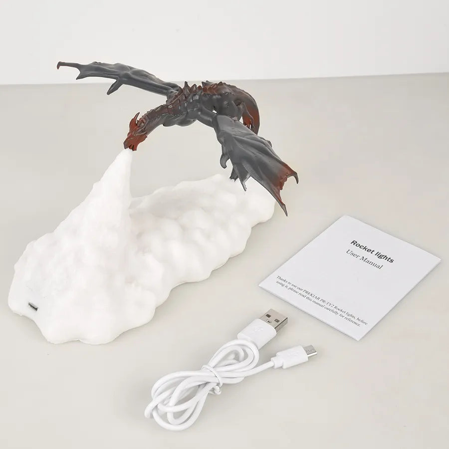 Fire-Breathing Dragon Lamp — Lifelike Design, Mystical Glow