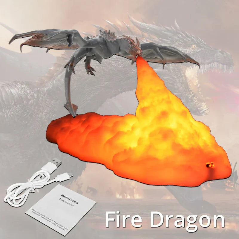 Fire-Breathing Dragon Lamp — Lifelike Design, Mystical Glow