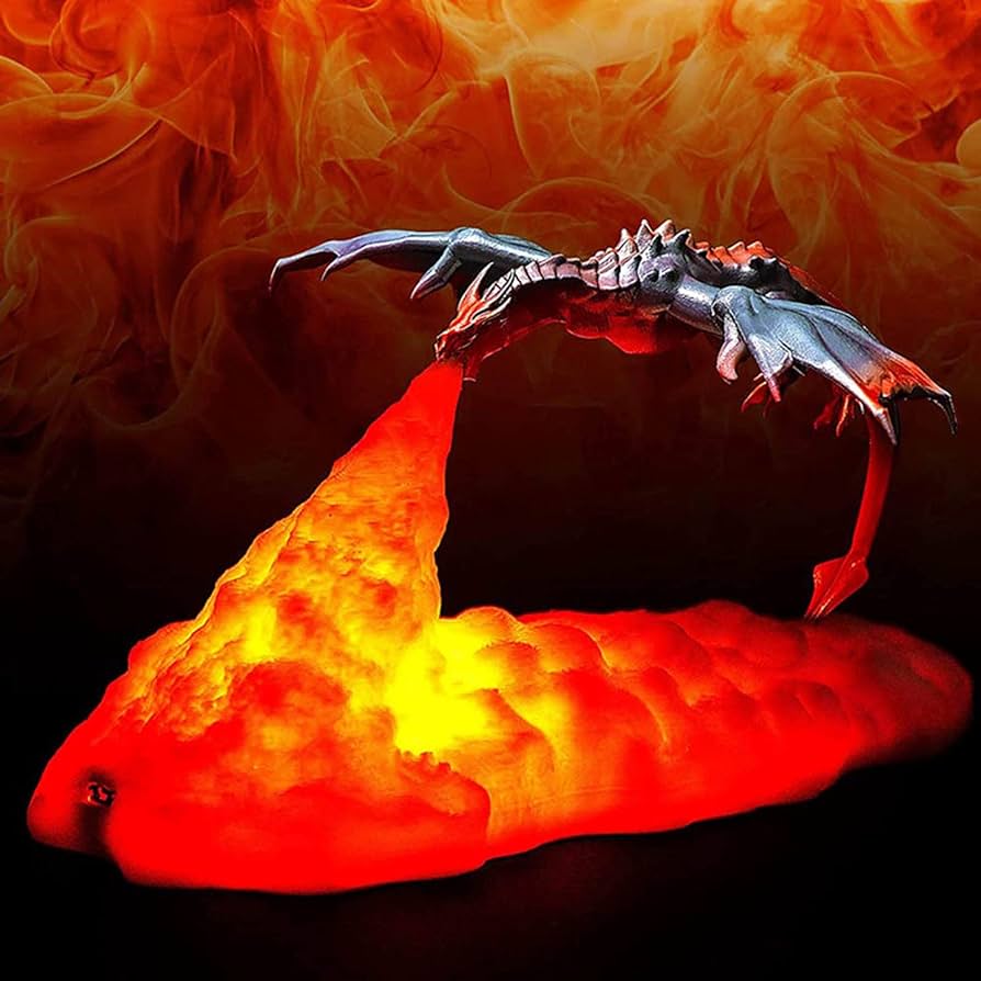 Fire-Breathing Dragon Lamp — Lifelike Design, Mystical Glow