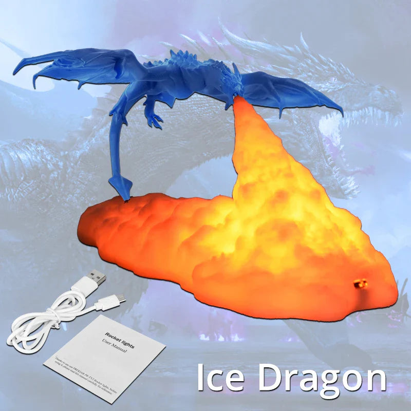 Fire-Breathing Dragon Lamp — Lifelike Design, Mystical Glow