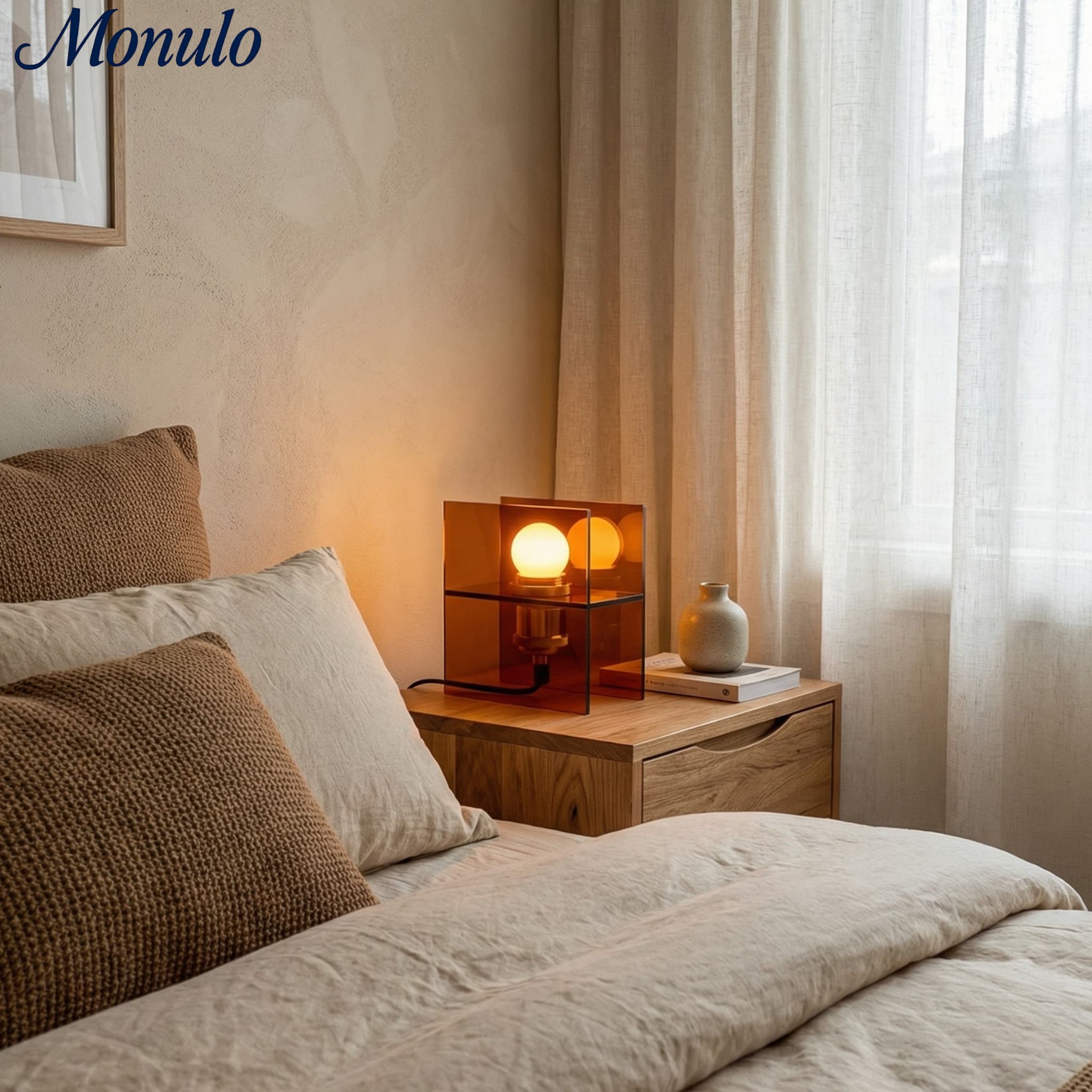 Sunset Ocean Horizon Gradient Tischlampe – Moderne Acryl-Lampe fürs Schlafzimmer | Souliia