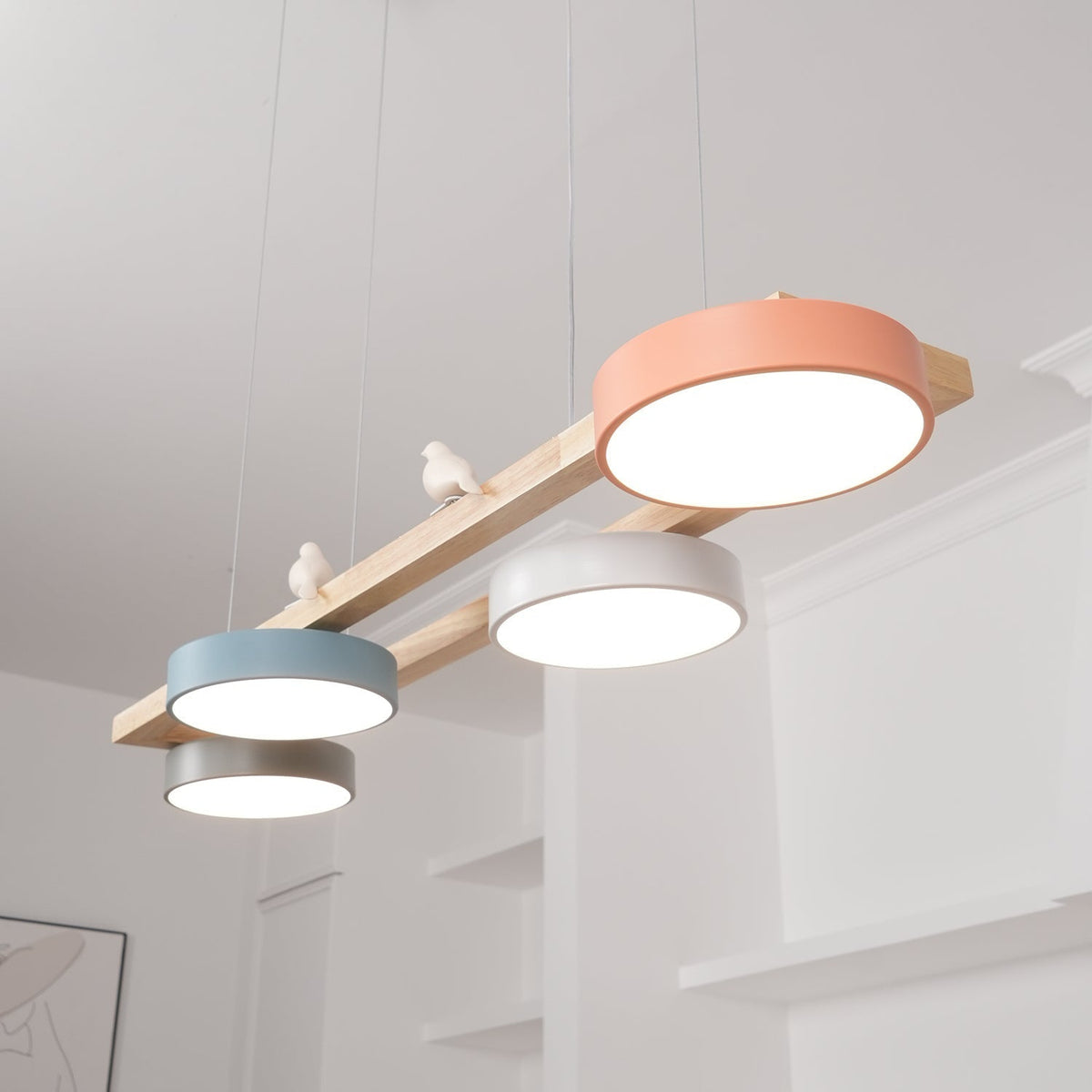 Moderne minimalistisk pendellampe med 4 fugle | Souliia