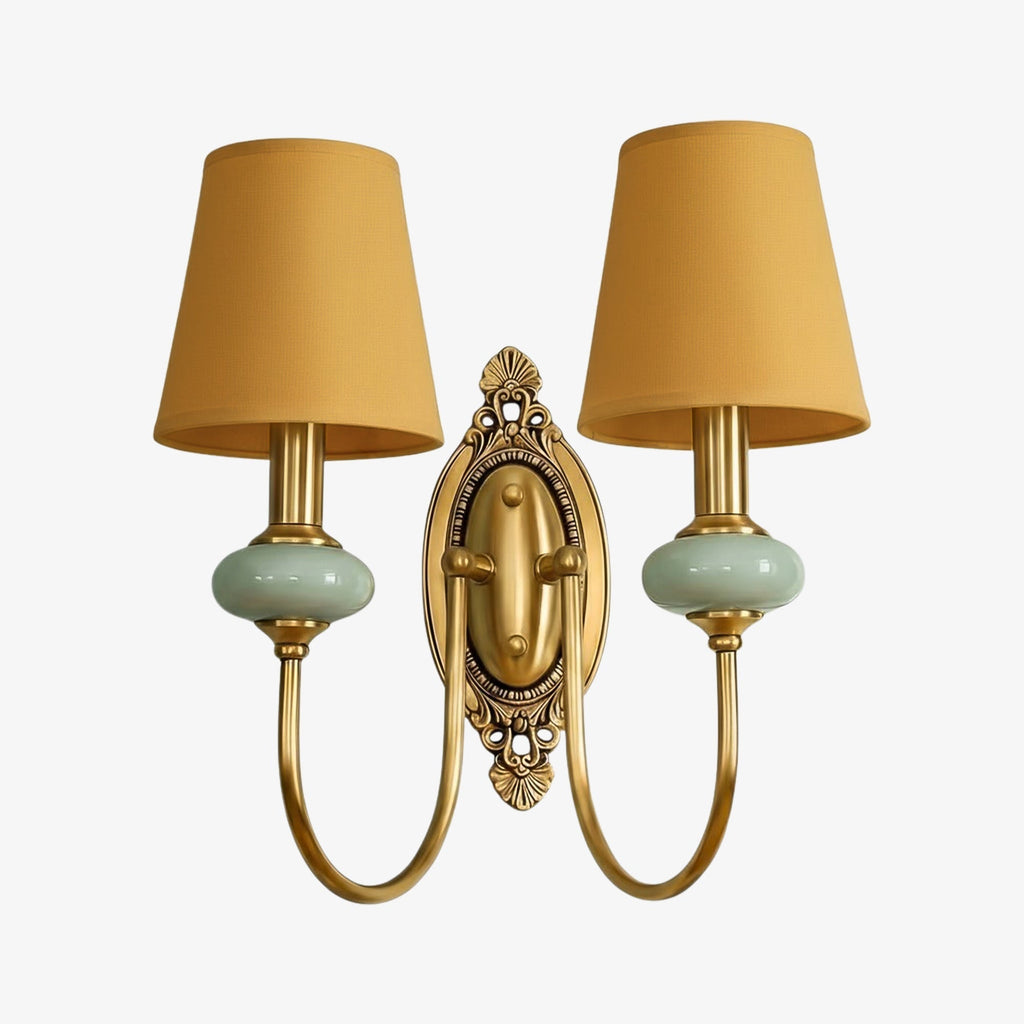 Rowan Classic Fabric Shade Sconce – Ceramic Wall Light for Hallway or Bedroom | Souliia