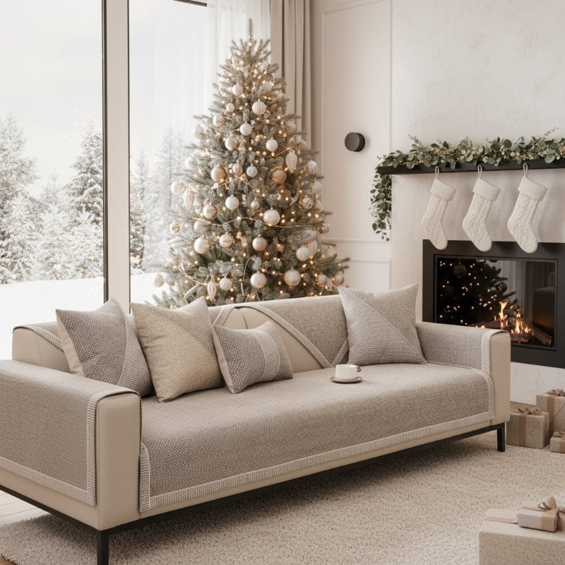 Comfortweft Cotton-Linen Sofa Cover – Breathable Texture, Non-Slip Backing