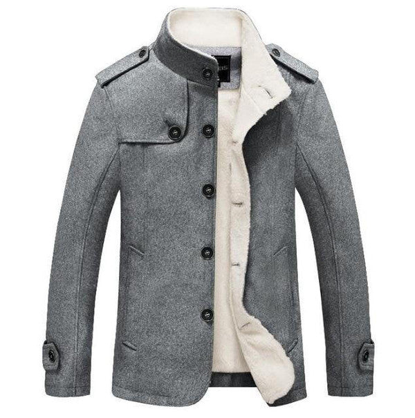Klassisk ulltrenchcoat — langermet yttertøy med knapper