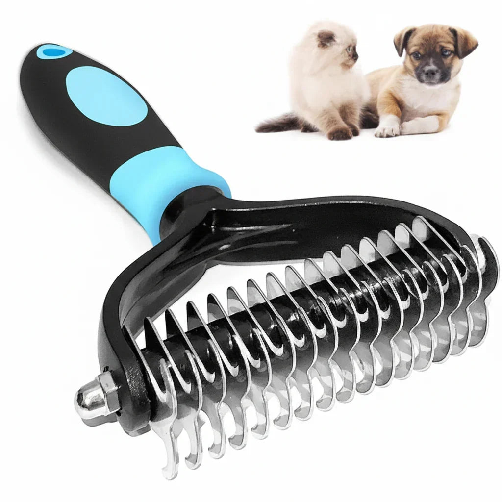 Groommaster Pro Dual-Sided Deshedding Brush — Detangling Comb, Undercoat Remover