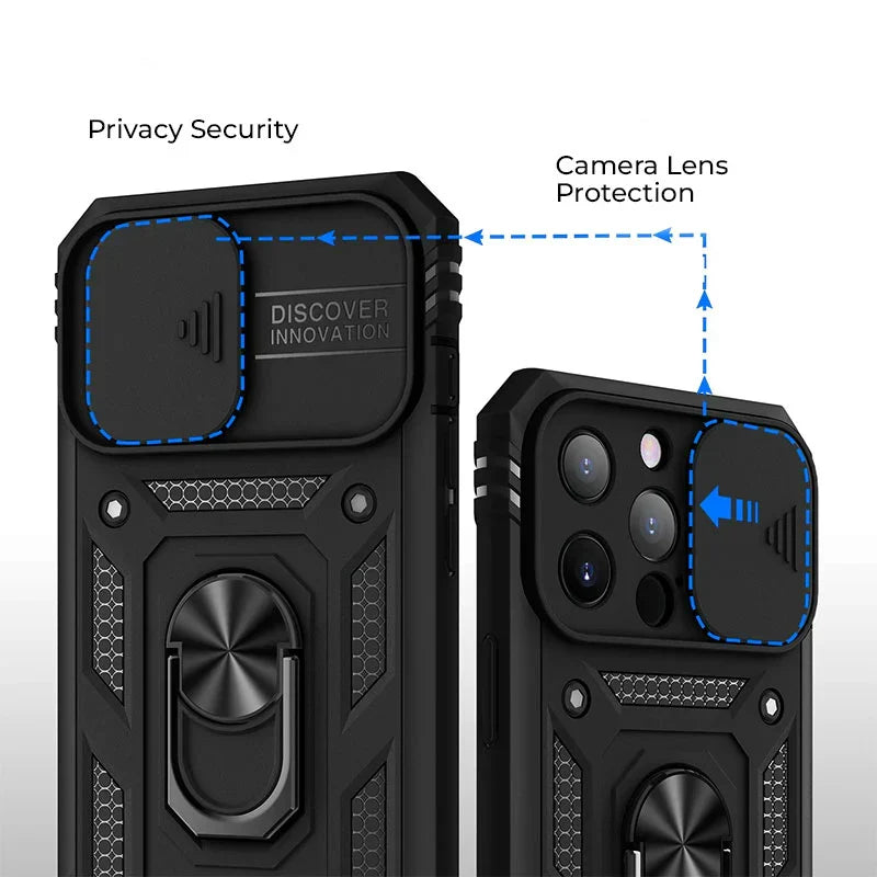Magnetic Phone Case — Kickstand, Slide Camera Cover & Mount Support