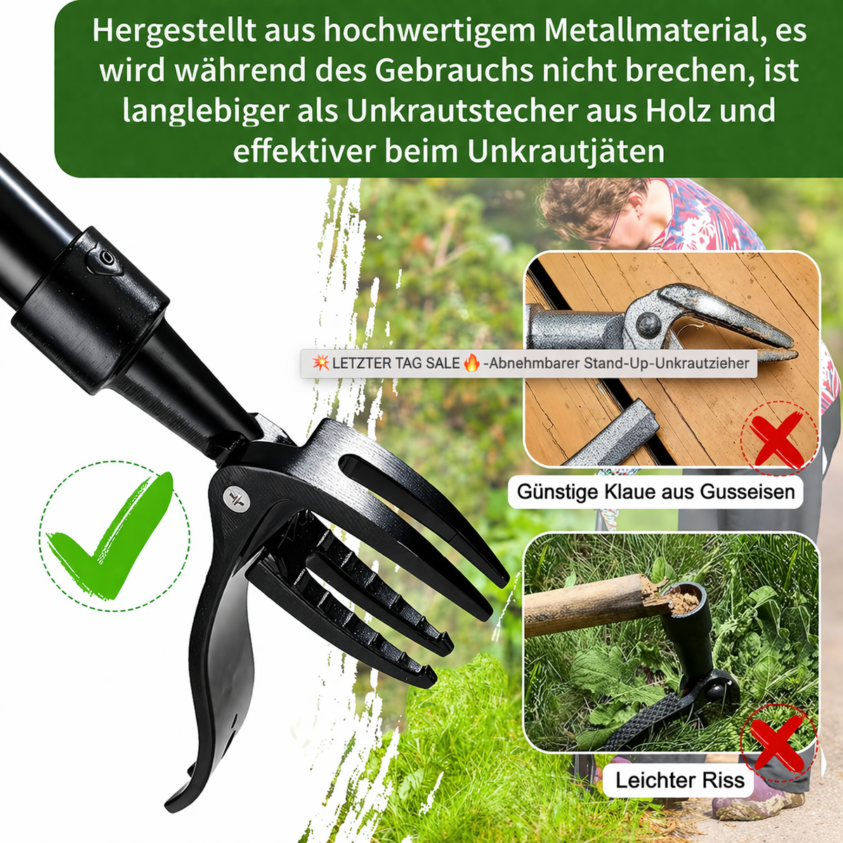 Ukrudtsfri havearbejde med redskab til smertefrit havearbejde - Souliia