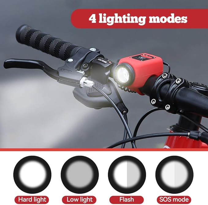 Rowerowy elektroniczny klakson i światło 2 w 1, 110 dB, odporne na wodę