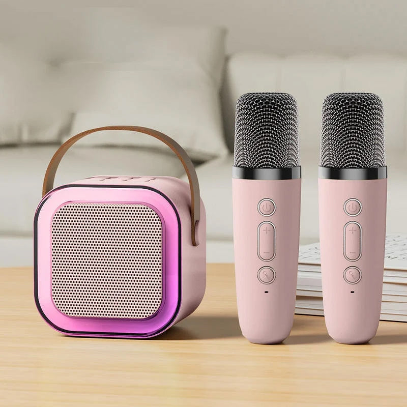 Mini karaoke zařízení — 2 bezdrátové mikrofony, čistý zvuk