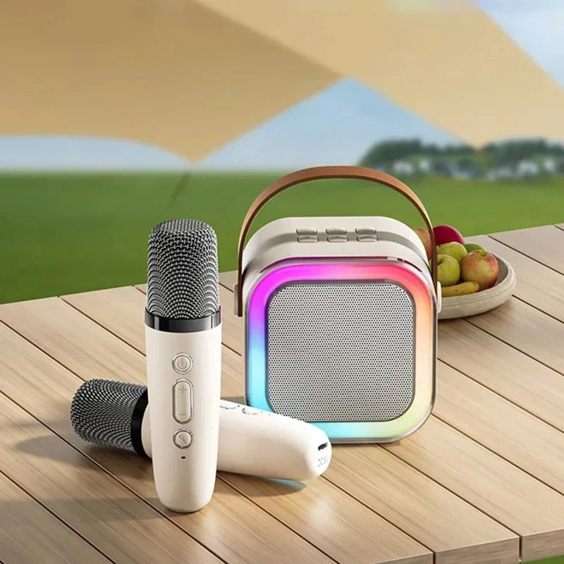 Mini karaoke zařízení — 2 bezdrátové mikrofony, čistý zvuk